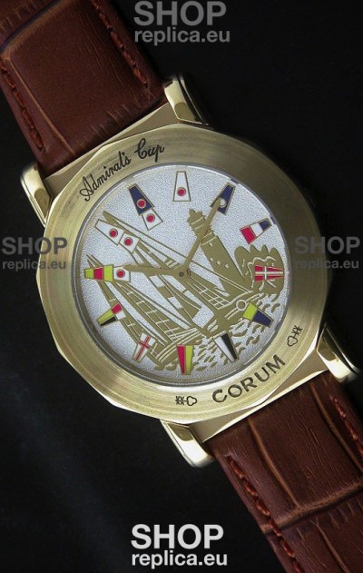 Corum Admiral's Cup Japanese Replica Watch in Brown Strap