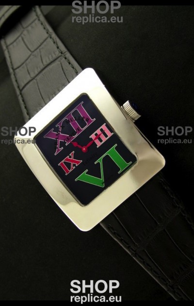 Franck Muller Geneve Infinity Japanese Steel Watch in Black Dial