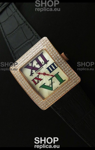 Franck Muller Geneve Infinity Japanese Gold Watch in Multi Color Roman Markers