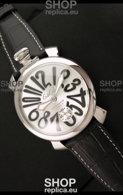 Gaga Milano Italy Japanese Replica Watch in Black Arabic Markers