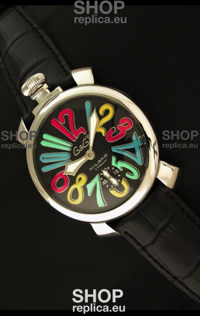 Gaga Milano Italy Japanese Replica Watch in Full Black