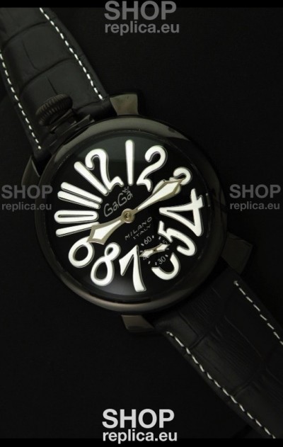 Gaga Milano Italy Japanese Replica PVD Watch in White Markers