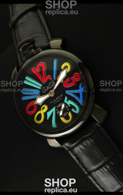 Gaga Milano Italy Japanese Replica PVD Watch in Multi Colour Arabic Markers