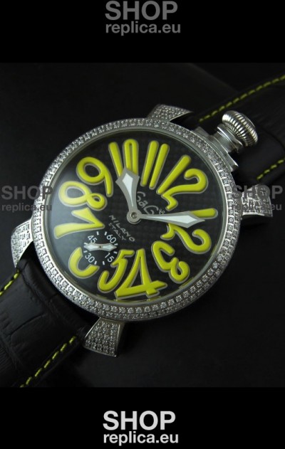 Gaga Milano Italy Manuale Replica Japanese Watch in Yellow Markers