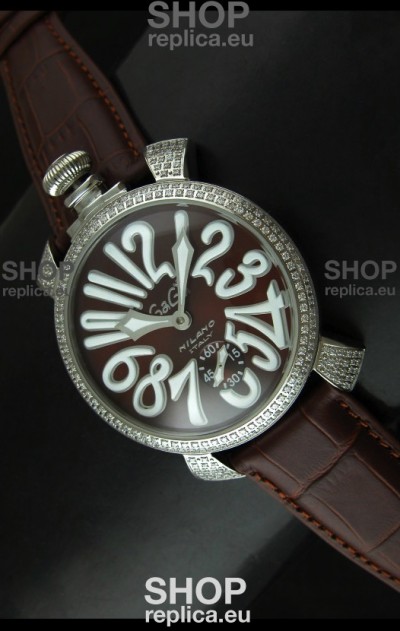 Gaga Milano Italy Manuale Replica Japanese Watch in Coffee Dial