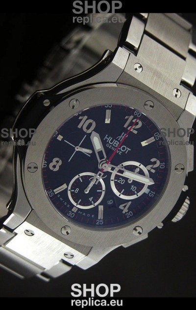 Hublot Big Bang Steel Strap in Black Dial with Steel Bezel