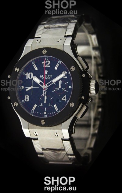 Hublot Big Bang Swiss Replica Watch in Steel Strap Ceramic Bezel