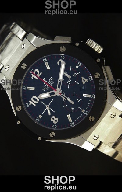 Hublot Big Bang Steel Strap in Black Dial with Ceramic Bezel