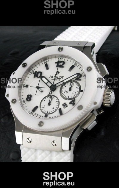 Hublot Big Bang Swiss Replica Watch in White Ceramic Bezel