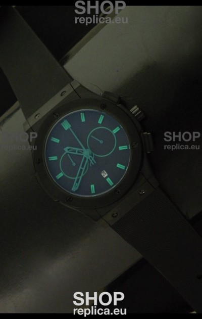Hublot Big Bang Classic Fusion Chrono Japanese Watch with Green Markers Ceramic Case