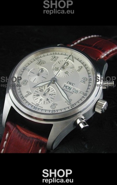IWC Der Flieger Chronograph Swiss Replica Watch in White Dial