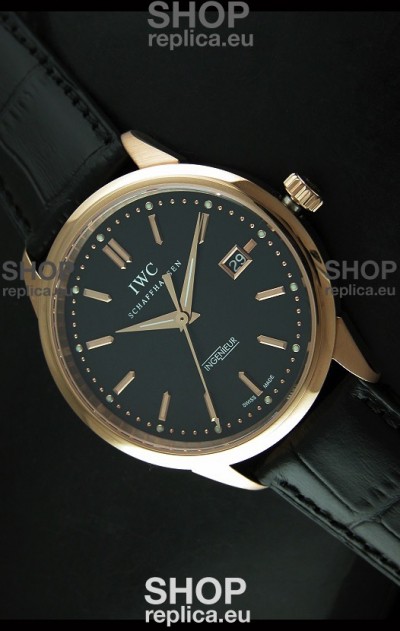 IWC Schaffhausen Ingenuier Vintage Swiss Replica Automatic Rose Gold Watch in Black Dial