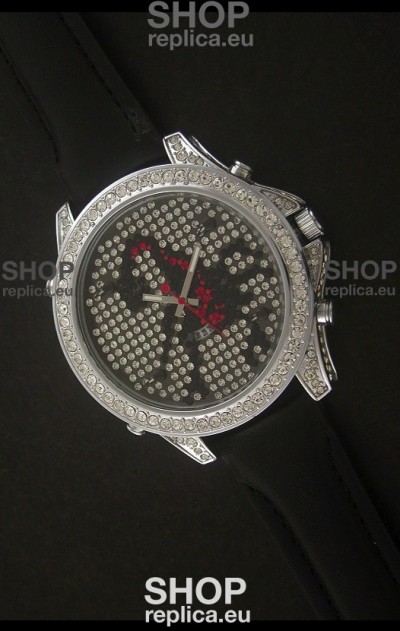 Five Time Zones J&C Imitations Japanese Watch in Full Diamonds