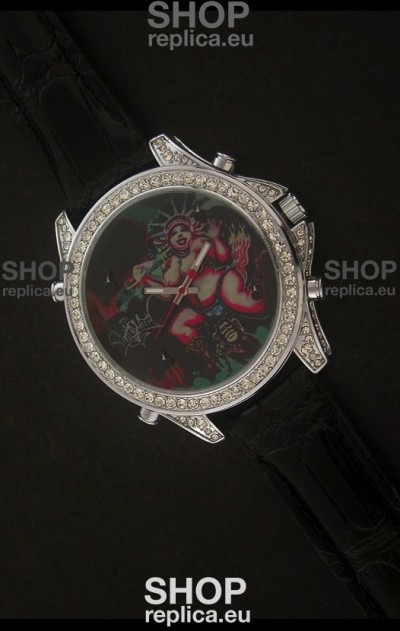 Five Time Zones J&C Imitations Japanese Watch in Full Diamonds