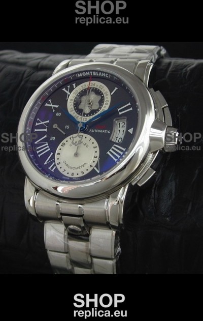 Mont Blanc Meisterstuck Star GMT Swiss Watch in Black Dial