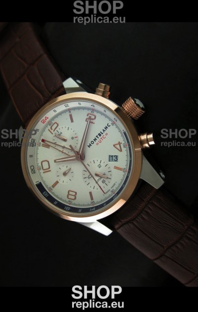 Mont Blanc UTC Japanese Replica Watch in Gold Bezel
