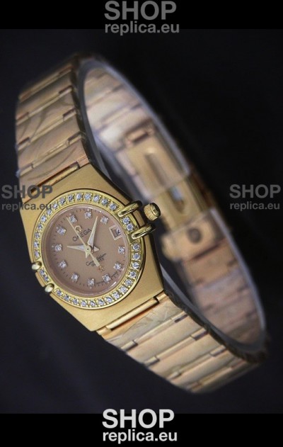 Omega Full Gold Diamonds Constellation Japanese Watch