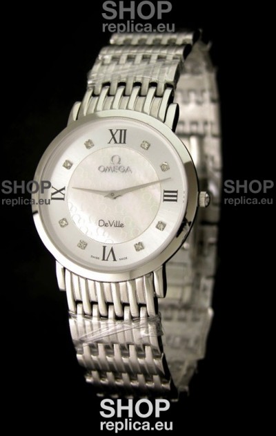 Omega DeVelie Japanese Replica Watch in Diamond Markers