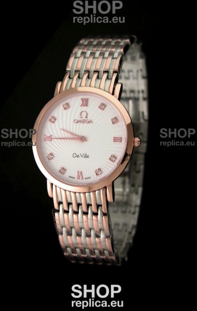 Omega DeVelie Japanese Replica Rose Gold Watch 