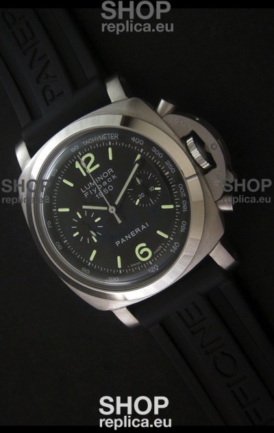 Panerai Luminor Flyback 1950 Swiss Watch in Black Dial