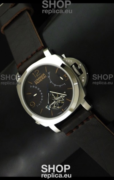 Luminor Panerai Japanese Replica Tourbillon Watch in Black Dial