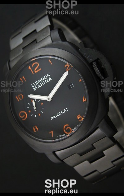 Panerai Luminor Marina Japanese Replica Watch in Orange Markers
