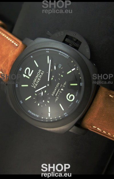 Panerai PAM365 L’Astronomo Luminor 1950 GMT Equation of Time Watch Black Dial PVD