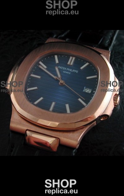 Patek Philippe Geneve Nautilus Swiss Watch in Rose Gold Casing