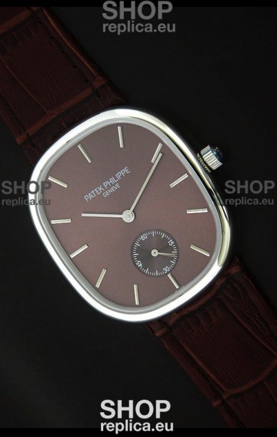 Patek Philippe Mens Golden Elipse Japanese Watch in Brown Dial