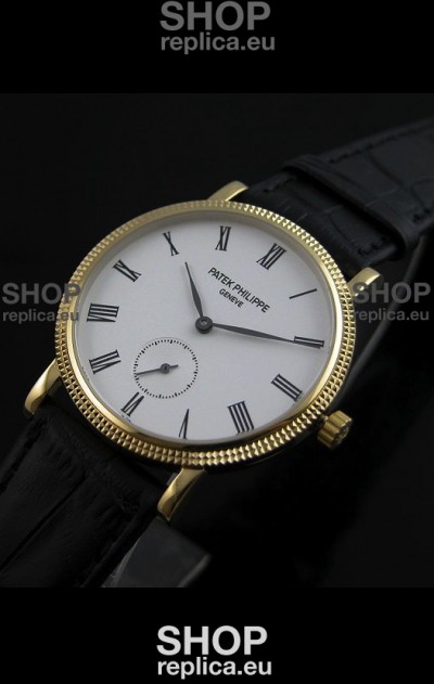 Patek Philippe Calatrava Japanese Mens Watch in Yellow Gold Case