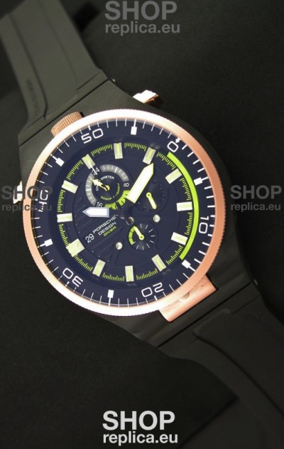 Porsche Design Diver Japanese Replica PVD Watch in Gold Bezel