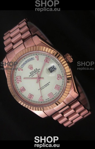 Rolex Day Date Japanese Replica Steel Watch in Arabic Markers