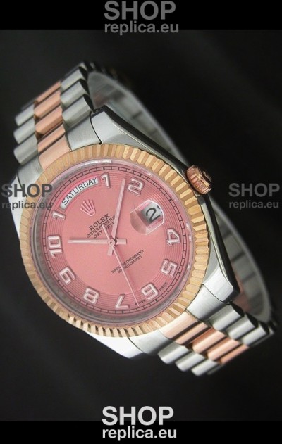 Rolex Oyster Perpetual Day Date II Japanese Replica Watch in Pink Dial
