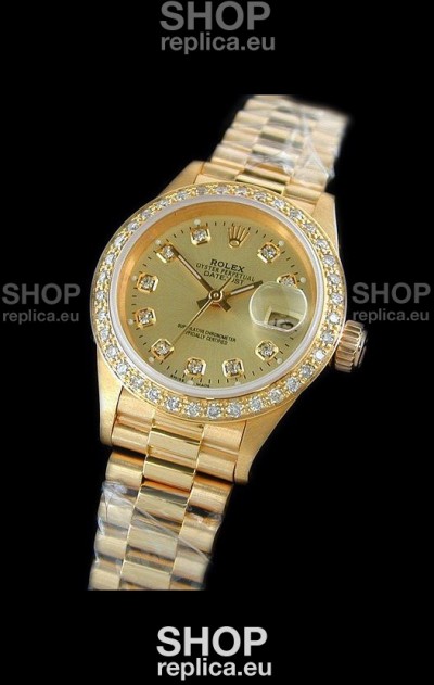 Rolex Datejust Ladies Swiss Replica Gold Watch