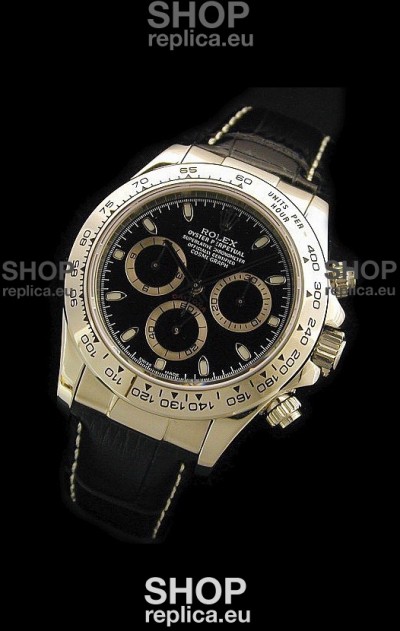 Rolex Daytona Cosmograph Swiss Replica Gold Watch in Black Dial
