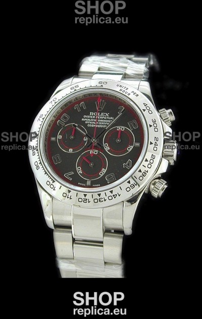 Rolex Daytona Cosmograph Swiss Replica Steel Watch in Red Subdial