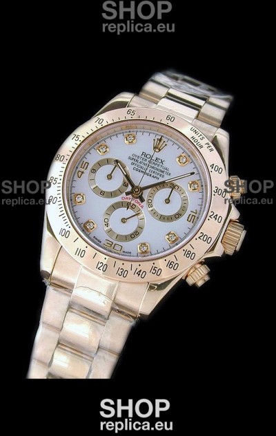 Rolex Daytona Cosmograph Swiss Replica Gold Watch in White Dial