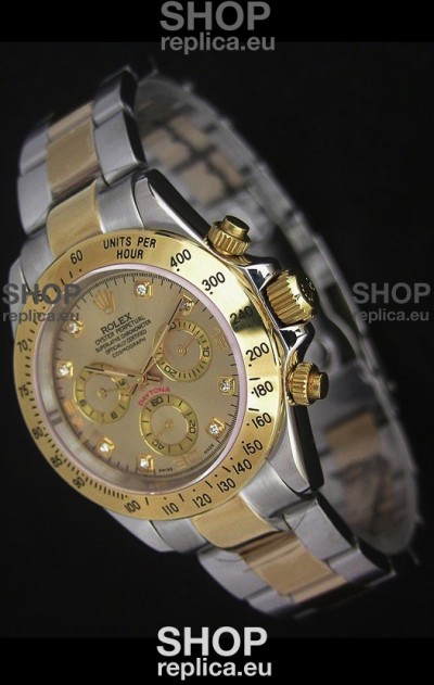 Rolex Daytona Japanese Replica Two Tone Gold Watch in Golden Dial