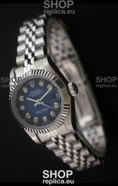 Rolex Datejust Oyster Perpetual Superlative ChronoMeter Swiss Watch in Blue Dial