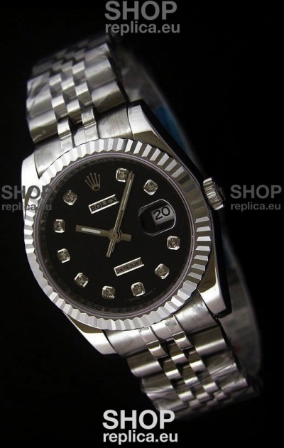 Rolex Datejust Mens Japanese Replica Watch in Black Dial