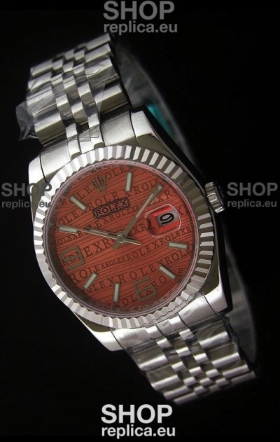 Rolex Datejust Mens Japanese Replica Watch in Orange Dial