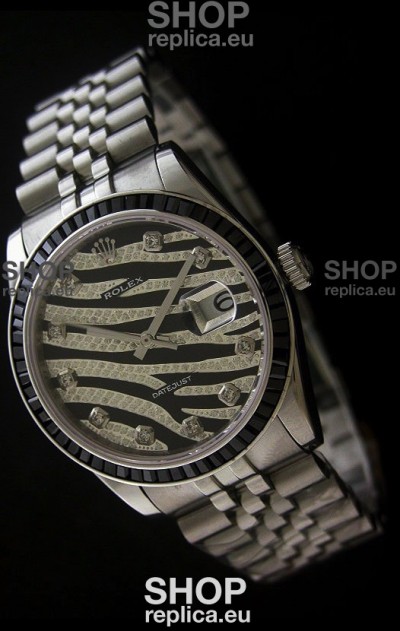 Rolex Datejust Mens Japanese Replica Watch in Leopard Dial