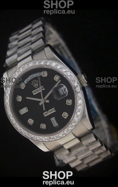 Rolex Day Date Just swiss Replica Watch in Black Dial