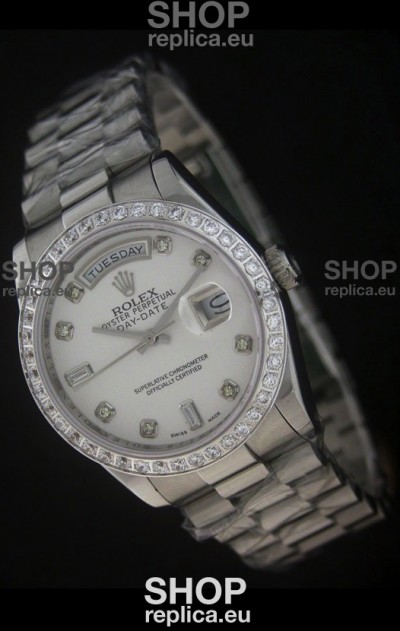 Rolex Day Date Just swiss Replica Watch in White Dial 