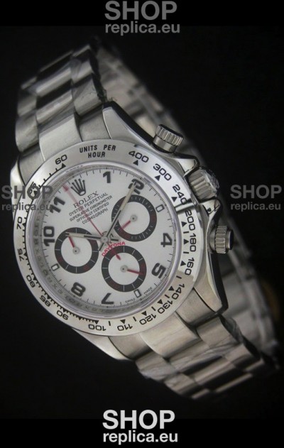 Rolex Daytona Japanese Replica Steel Watch in White Dial