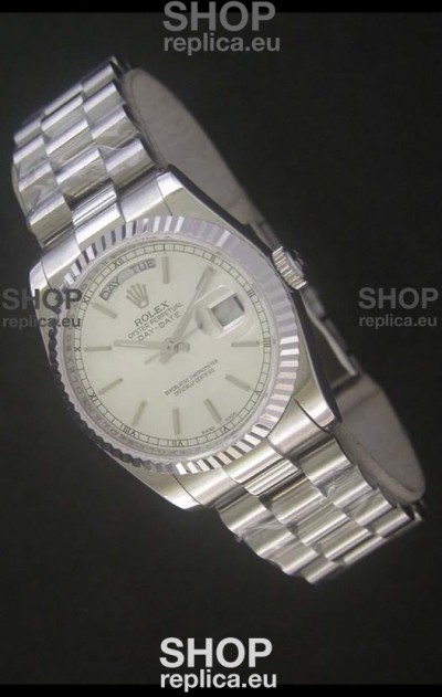 Rolex Day Date Just swiss Replica Silver White Watch 