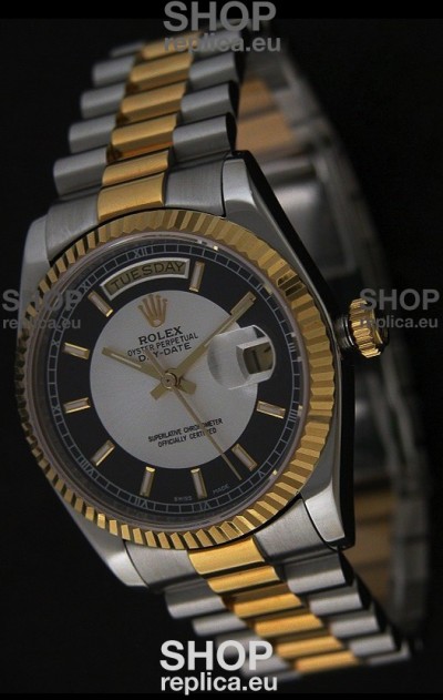 Rolex Day Date Just Japanese Replica Two Tone Gold Watch 