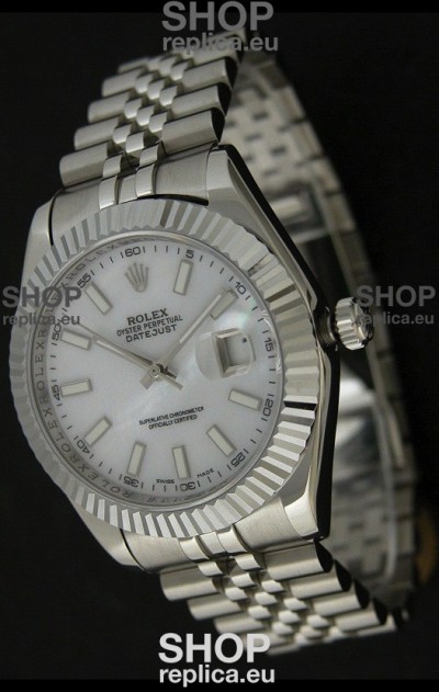 Rolex DateJust Japanese Replica Watch in Mop White Dial