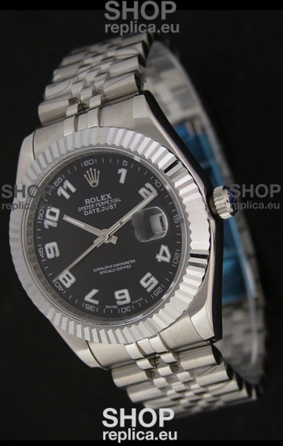 Rolex DateJust Japanese Replica Watch in White Arabic Hour Markers