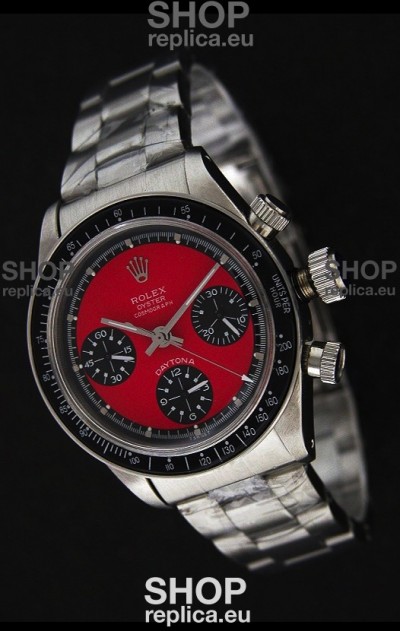 Rolex Daytona Cosmograph Swiss Replica Stainless Steel Watch in Red Dial